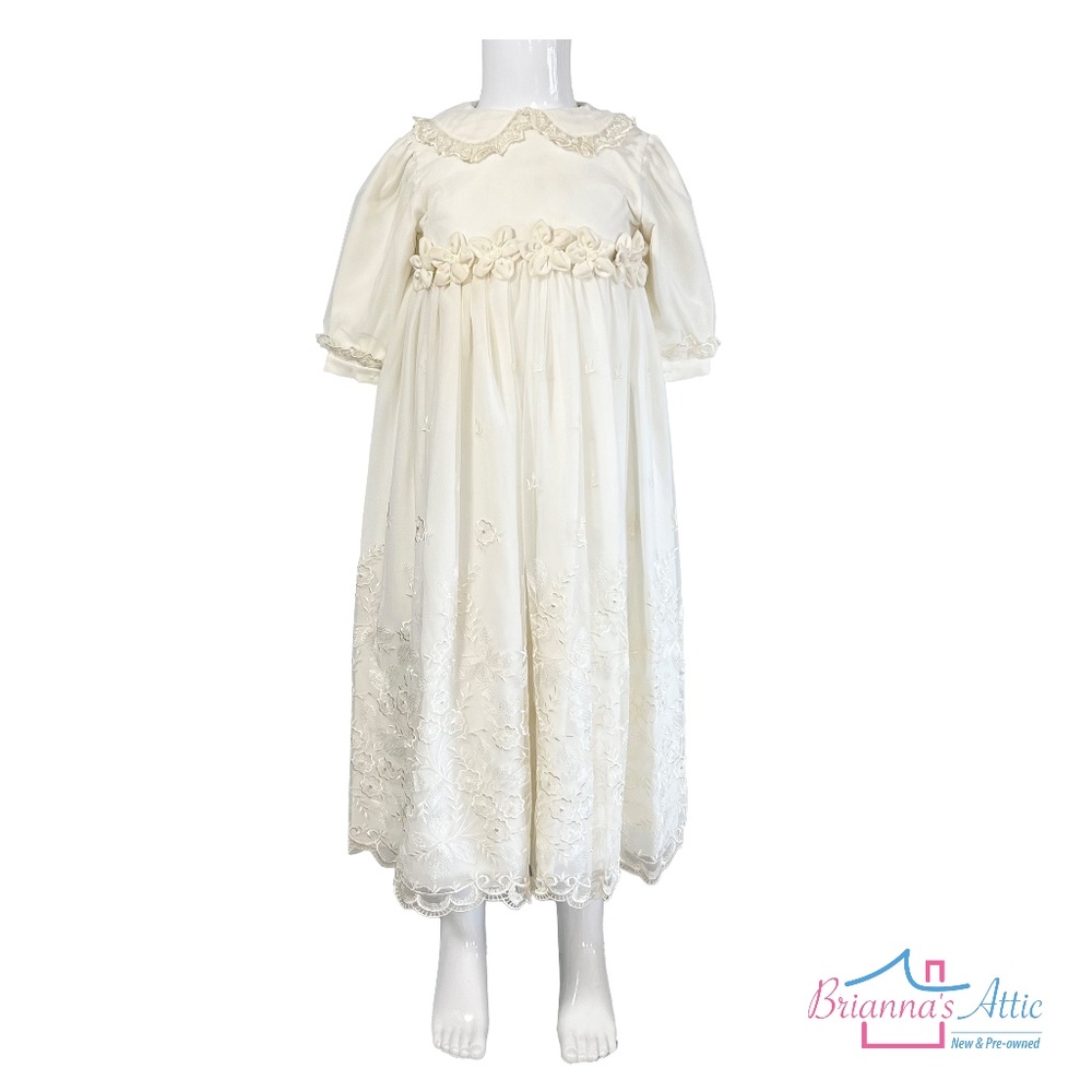 ALETTA Lace Overlay BAPTISM gown Ivory off white Size 6 to 8 months